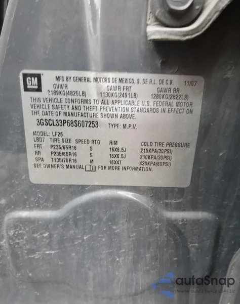 2008 Saturn Vue Xe из США, поврежденный, VIN 3GSCL33P68S607253